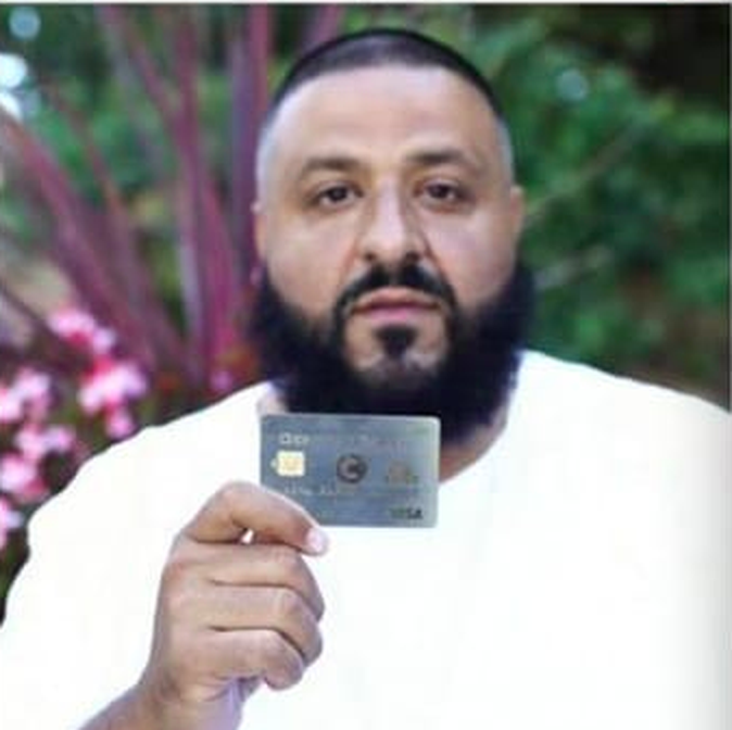 DJ Khaled with his titanium Centra debit card